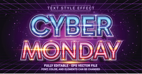 Wall Mural - Editable Text Effect with Cyber Monday Theme. Premium Graphic Vector Template.