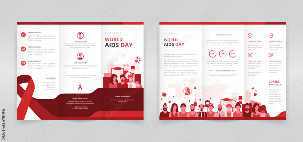 World AIDS day trifold brochure, pamphlet or triptych leaflet template ...