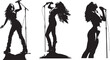 full-body silhouette of a woman singing rock music