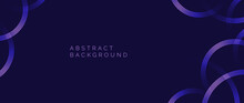Glowing Purple Circles Background. Abstract Neon Round Pattern. Dark Blue Geometric Curved Lines Design For Cover, Poster, Banner, Brochure, Flyer, Booklet, Presentation, Card. Vector Wallpaper