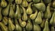 Top view full frame of whole ripe bottle gourd placed together as background.