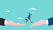 © Vanz Studio - try new opportunities in business to achieve a career or bright future concept flat design vector illustration, Change job for new career opportunity, concept of changing strategy in business