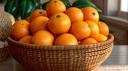 Wall Mural - oranges in a basket