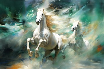 Wall Mural - whirling cyclone riders, harnessing the power of storms atop their magical steeds - generative ai