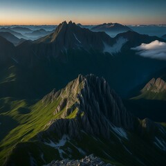 Wall Mural - Vibrant Sunset over Majestic Mountain Range in Untouched Wilderness
