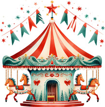 Watercolor Children 's Christmas Carousel
