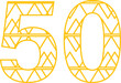 Digital png illustration of yellow 50 number on transparent background