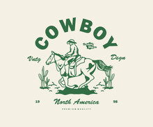 Vintage Illustration Of Cowboy Vector T Shirt Design  Vector Graphic  Typographic Poster Or Tshirts Street Wear And Urban Style
