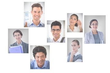 Poster - Digital png photo of screens with faces of diverse businesspeople on transparent background