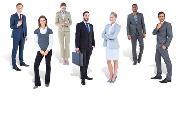 Poster - Digital png photo of group of diverse standing businesspeople on transparent background