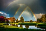 Fototapeta Tęcza - rainbow over the lake