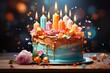 Happy birthday cake party background bright and cheerf