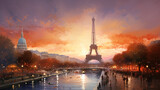 Fototapeta Paryż - Eiffel tour and Paris cityscape