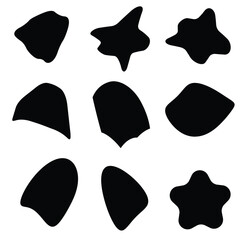 Wall Mural - Blob shapes vector set. Organic abstract splodge elemets monochrome collection. Inkblot simple silhouette. Black and white minimal forms isolated on white shapes.