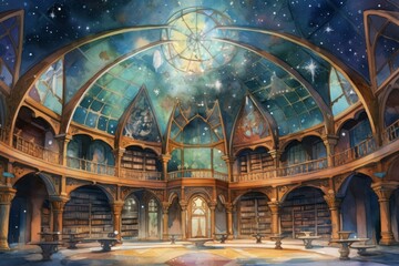 Wall Mural - Ancient Celestial Libraries - Generative AI