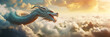 Chinese Dragon Flying among Clouds