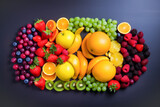 Fototapeta Tęcza - Aesthetic composition of different fruits and vegetables 9