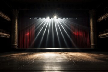 Wall Mural - dramatic spotlight shining on an empty theater stage