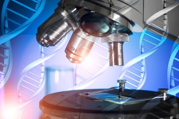 Wall Mural - chemistry science experiment in a modern laboratory.