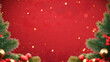 © Planetz - Christmas background with xmas tree and sparkle bokeh lights on red canvas background. Merry christmas card. Winter holiday theme. Happy New Year. Space for text, top view