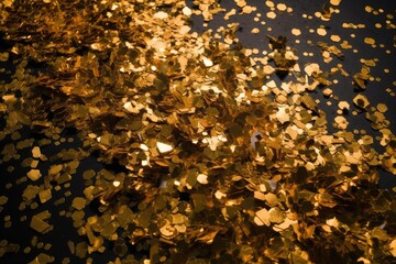 Poster - Golden confetti background, golden confetti luxurious and festive Photography