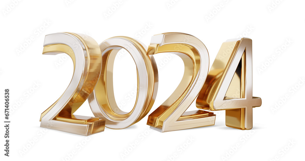 2024 golden gold bold letters as new year, luxury wealth glossy ...