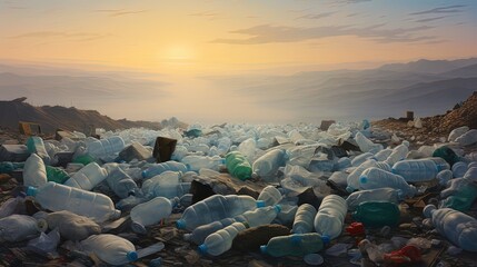 Poster - A bunch of empty plastic bottles in a landfill
