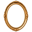 oval round antique gold frame isolated on a transparent background