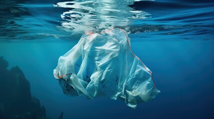 Poster - plastic bag environment pollution with iceberg