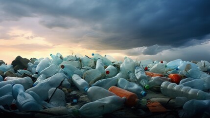 Poster - A bunch of empty plastic bottles in a landfill