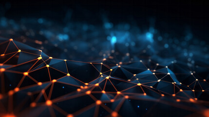 Wall Mural - Network connection of points and lines. Data technology digital background. 3D render