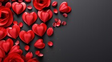 Valentines Day Background With Hearts And Red Tulips