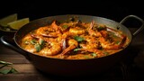Shrimp masala fish curry Chemmeen curry in coconut milk tiger Prawns balchao Curry. Spicy Kerala fish curry Indian seafood non veg food side dish rice appam Goan Tamil Nadu Bengal Sri Lankan