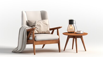 Aufkleber - Cozy armchair and coffee table isolated on white background
