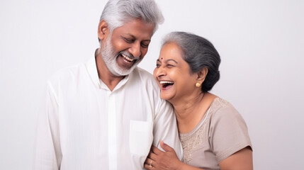 Wall Mural - Senior indian couple giving happy expression.