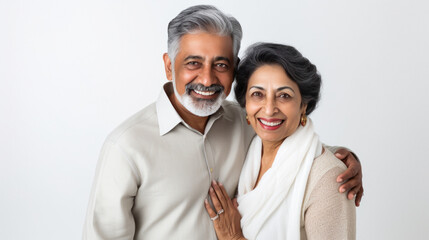 Senior indian couple giving happy expression.