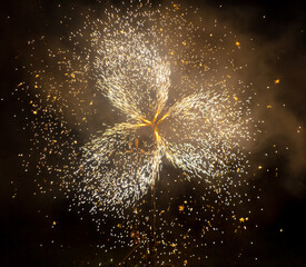 Wall Mural - Firework sparks at night. Background