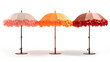 set of garden umbrella on white background
