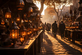 Fototapeta  - Arabian marketplace during the golden hour.