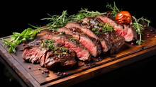 Grilled Sliced Skirt Steak With Seasonings And Spice
