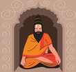 sadhu meditating inside the temple