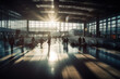 © dvoevnore - Busy airport or train terminal at dawn, motion blur