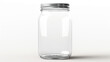 Pristine Simplicity: Empty Glass Mason Jar Mockup on a Pure White Background.