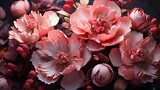 Bouquet of pink peonies, dark background. Floral flower illustration. Generative AI