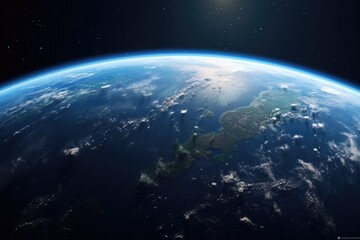 Wall Mural - Illustration of planet Earth with light and clouds in outer space