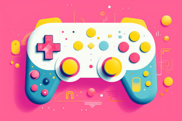 Wall Mural - Trendy modern video game controller abstract graphic design illustration background