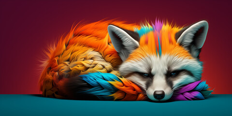 Wall Mural - Bright and colorful animal poster.