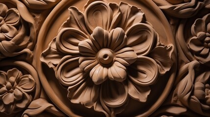 Generative AI, antique sculpture flowers made of clay, muted neutral colors, 3d style ceramic statue	