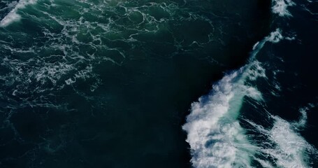 Wall Mural - Amazing Top-down aerial view of the powerful deep blue ocean waves during the monsoon season amazing video Tropical Sea Andaman Sea : 4K Video High quality Apple ProRes