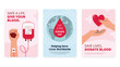 © jenny on the moon - Blood donation concepts. Give blood, save lives, and help people. World Blood Donor Day. Vector poster templates with various illustrations.